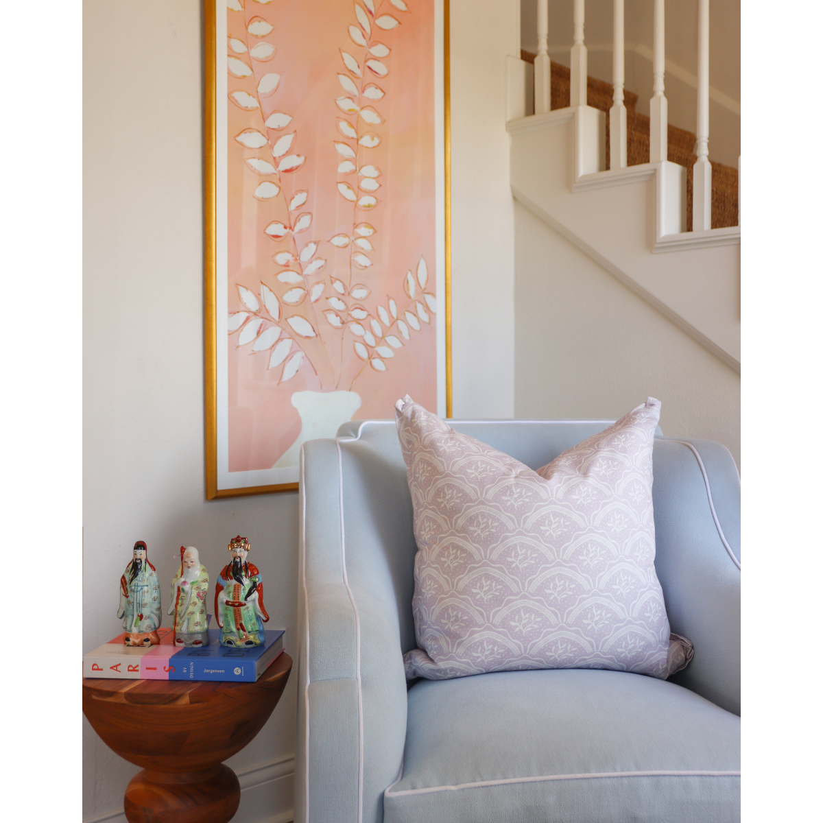 Lilac Vine Scallop Throw Pillow