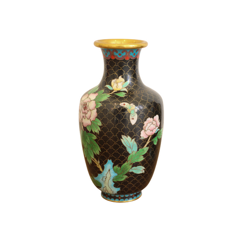 Cloisonne Butterflies & Peony Vase