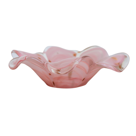 Gradient Pink & Gold Glass Bowl