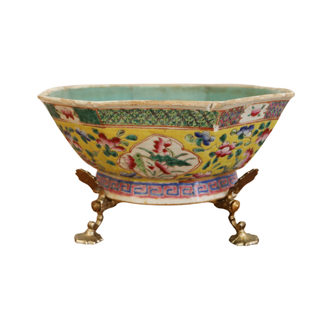 Export Porcelain Bowl with Brass Stand