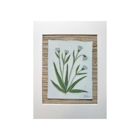 Blue Botanical on Grasscloth No. 1