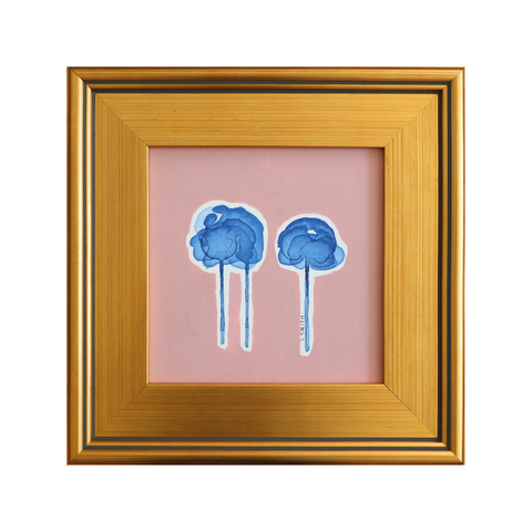 Ink and Foliage in Azure and Peach