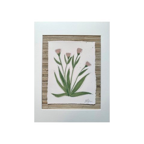 Pink Botanical on Grasscloth No. 1