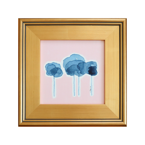 Ink and Foliage in Royal and Peony