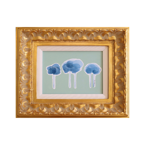 Ink and Foliage in Denim and Seaglass