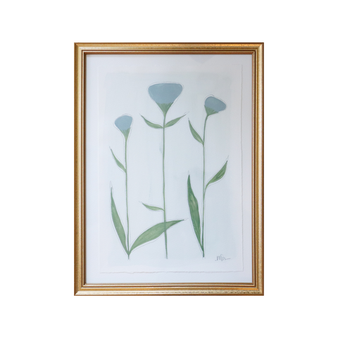 Steel Blue + Light Green Botanical No. 3