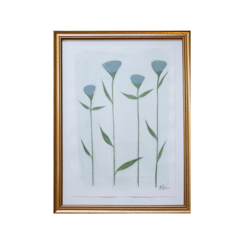 Steel Blue + Light Green Botanical No. 4