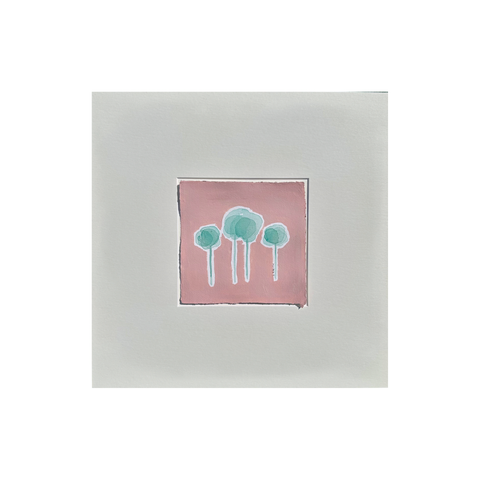 Ink and Foliage in Seaglass and Salmon I