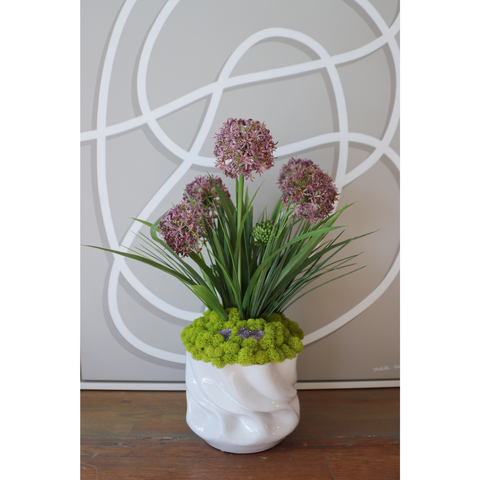 Lavender Alliums in Ripple Bowl