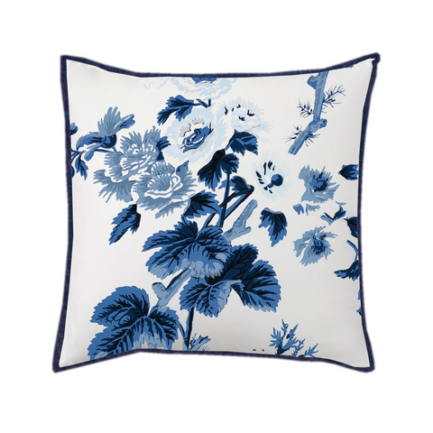 Blue Floral Throw Pillow