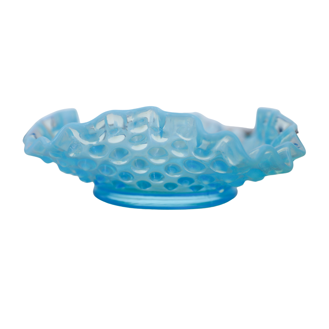Opalescent Blue Hobnail Candy Dish