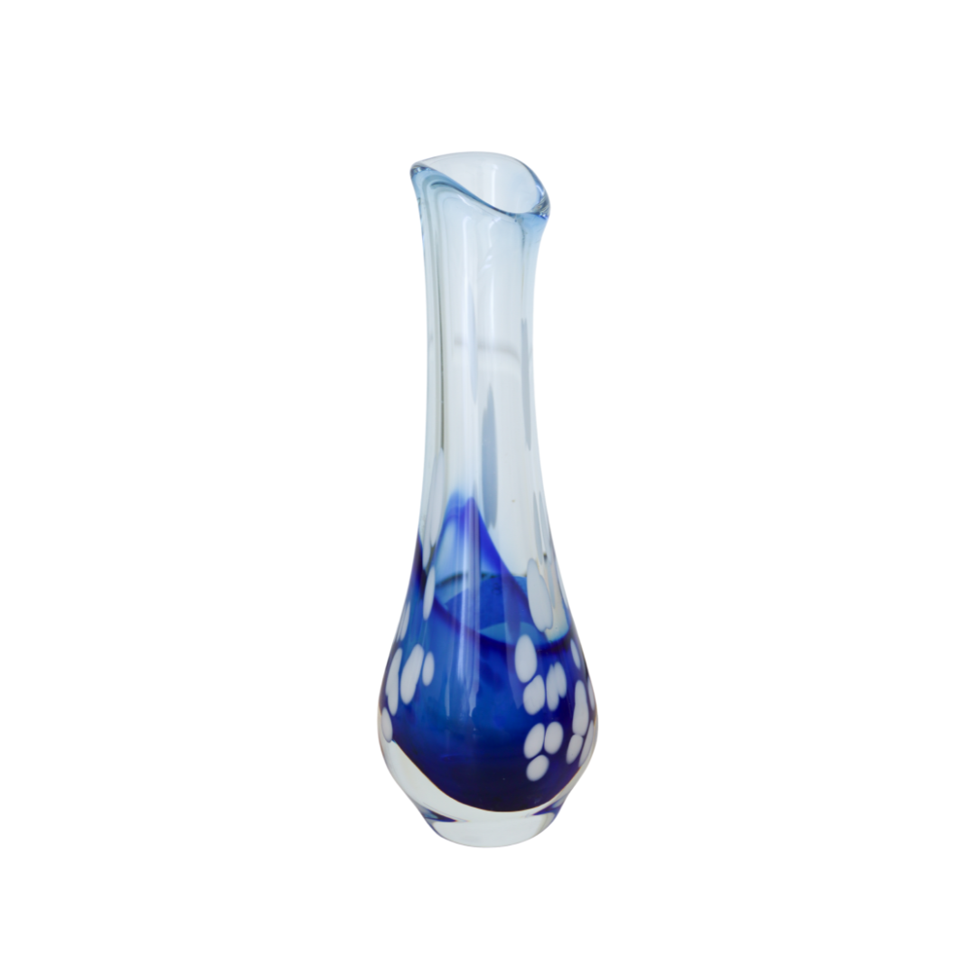 Blue & White Confetti Glass Vase