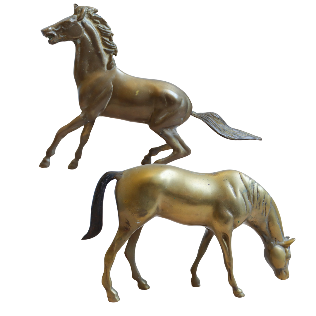 Brass Horse Figures, Pair