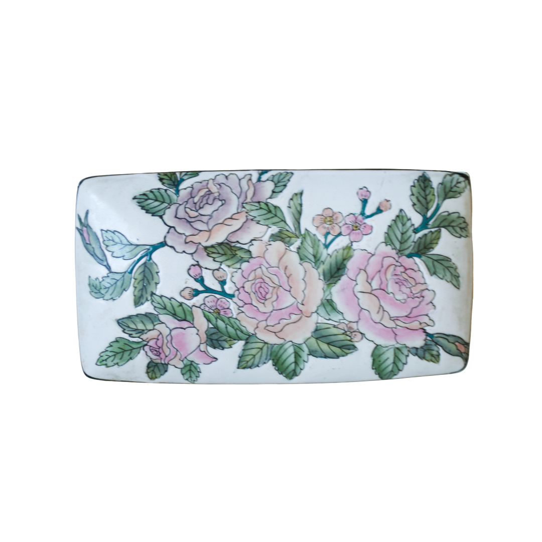 Chrysanthemum Brush Box in White