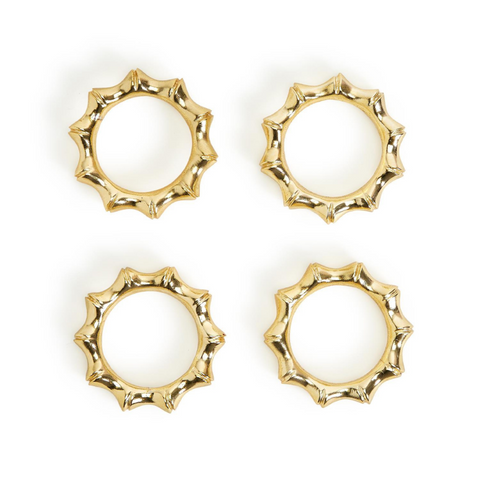 Gold Bamboo Napkin Rings, Set of 4