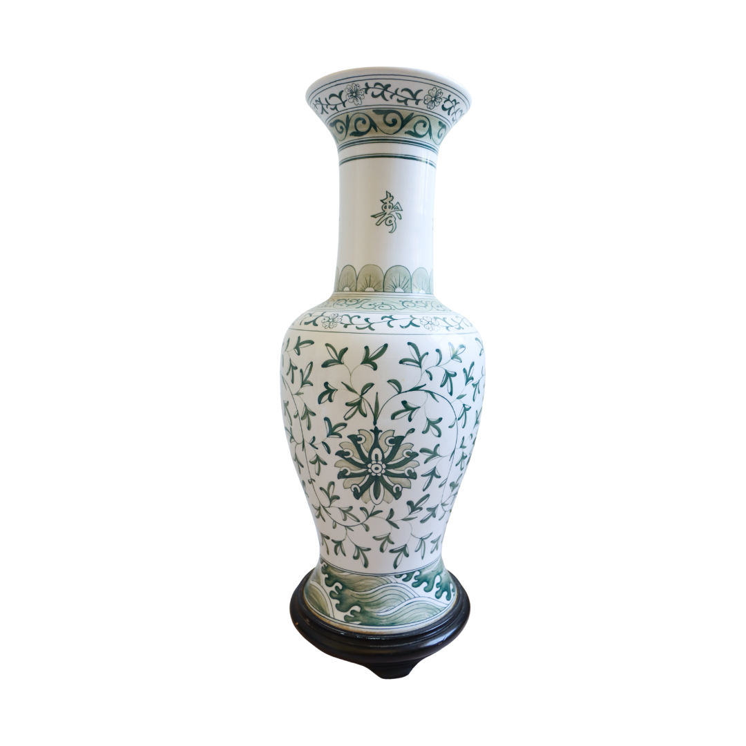 Green & White Lotus Vase