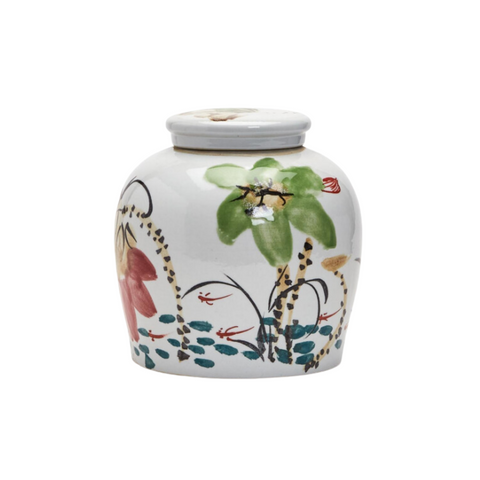 Japanese Painterly Blossoms Jar