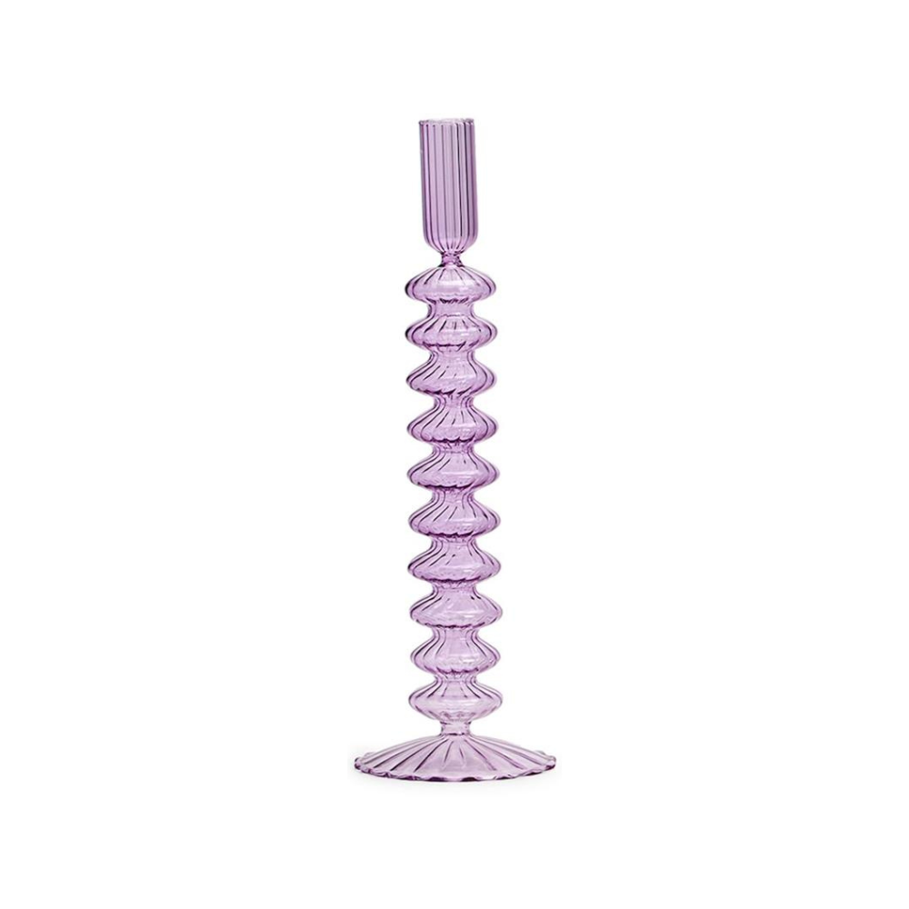 Lavender Hand-Blown Glass Candleholder
