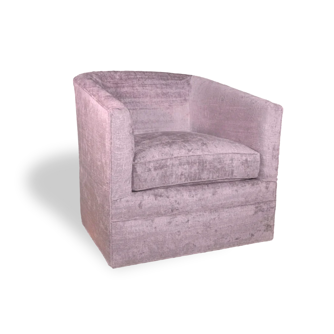 Liza Swivel Chair in Lavender Chenille