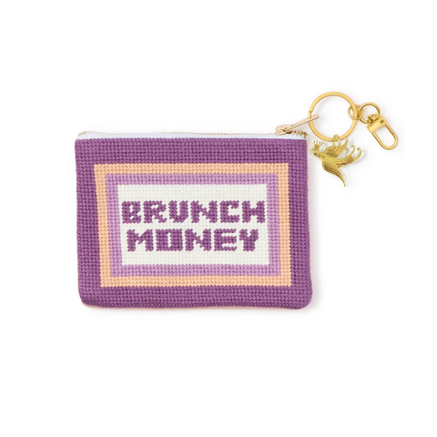 "Brunch Money" Needlepoint Coin Pouch