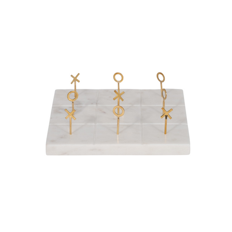 Marble & Brass Elevated Tic-Tac-Toe Set