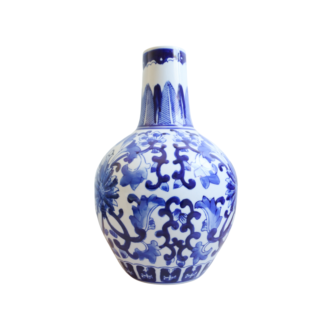 Ming-Style Blue & White Bottle Vase