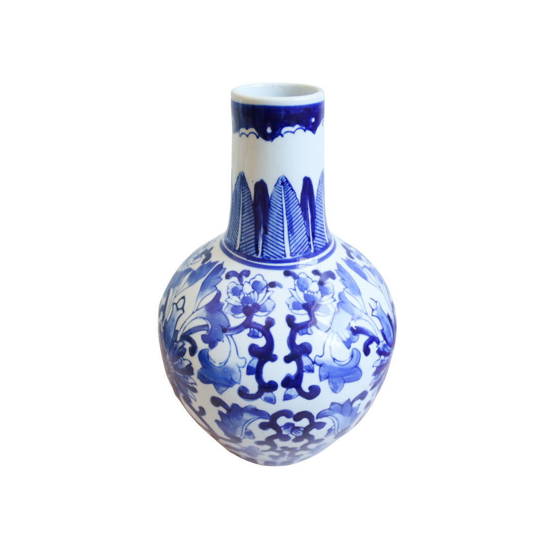 Ming-Style Blue & White Bottle Vase
