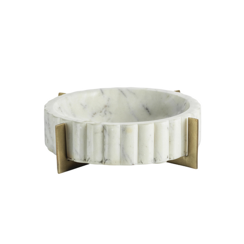 Marble Scalloped Bowl on Brass Stand