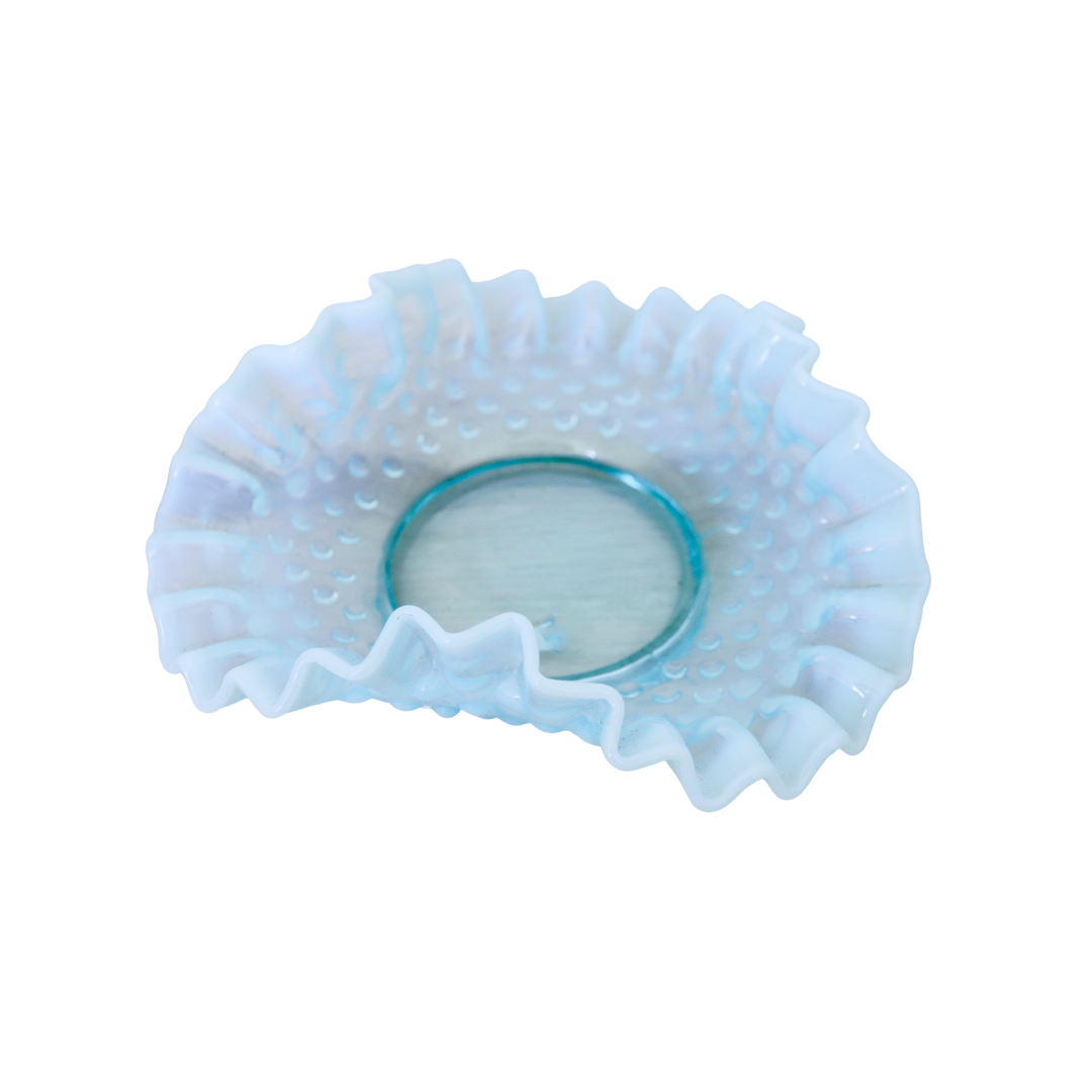 Opalescent Blue Wavy Hobnail Candy Dish