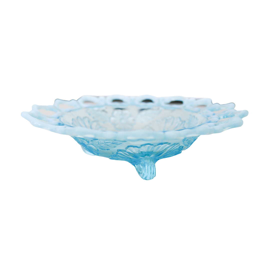 Opalescent Blue Ringed Bowl