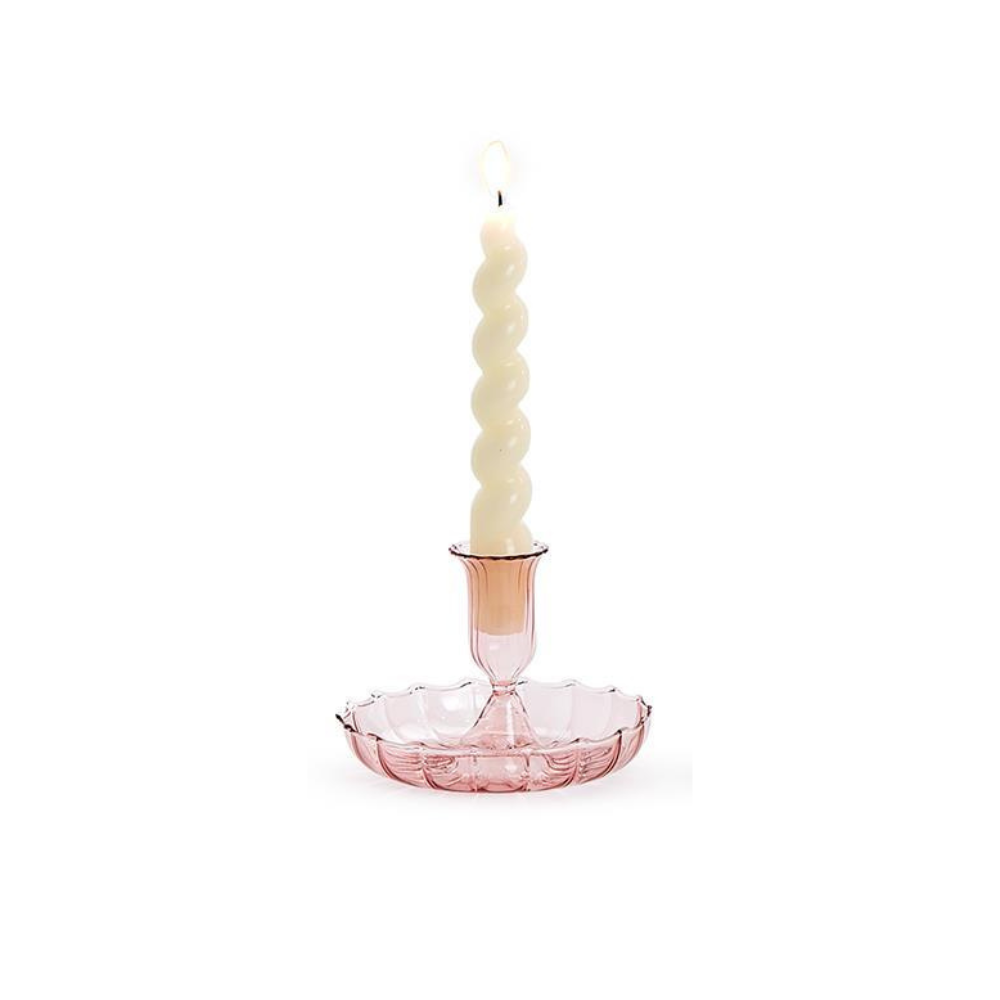 Rose Hand-Blown Glass Candleholder