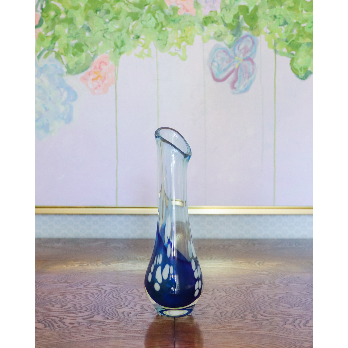 Blue & White Confetti Glass Vase