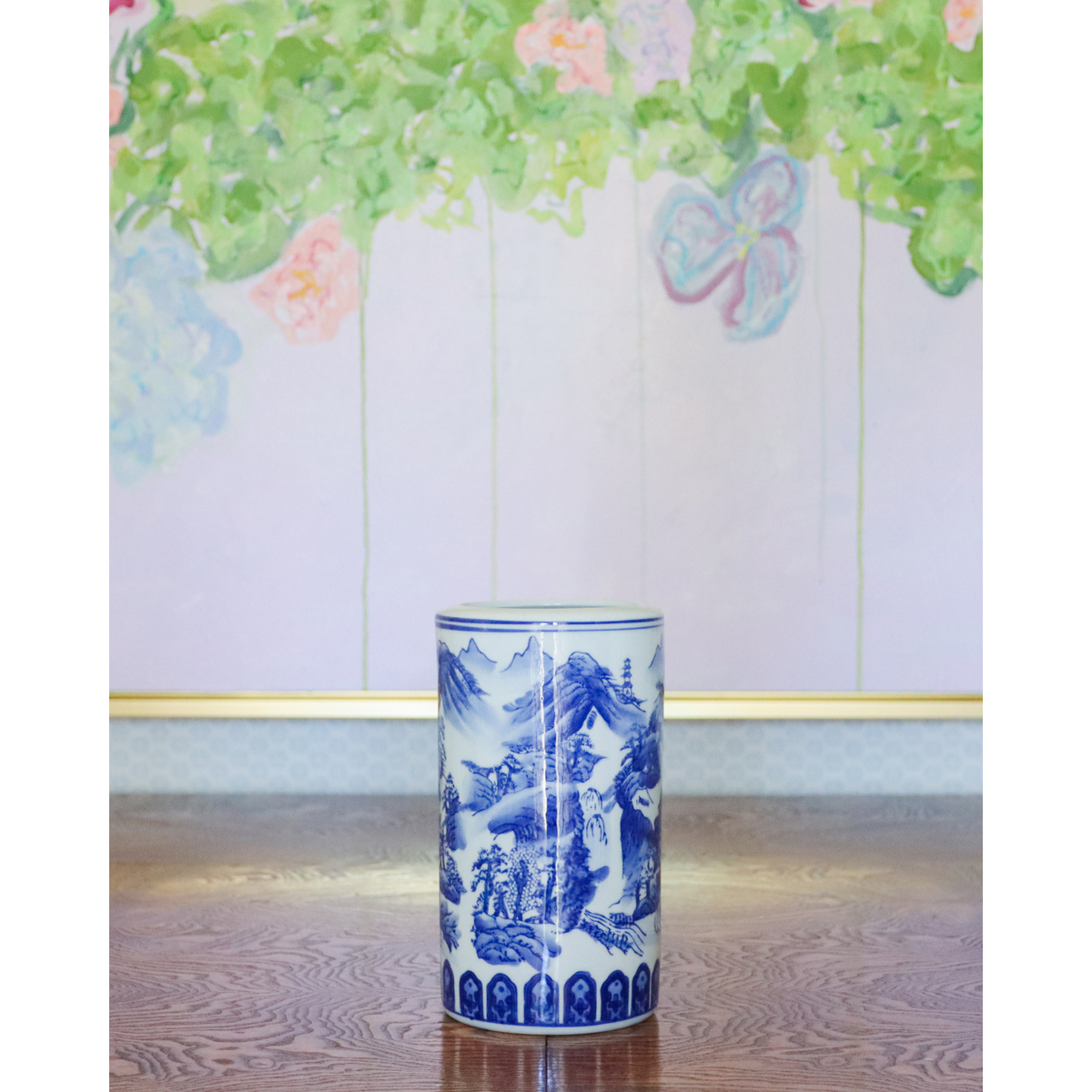 Chinese Export Village Scene Vase