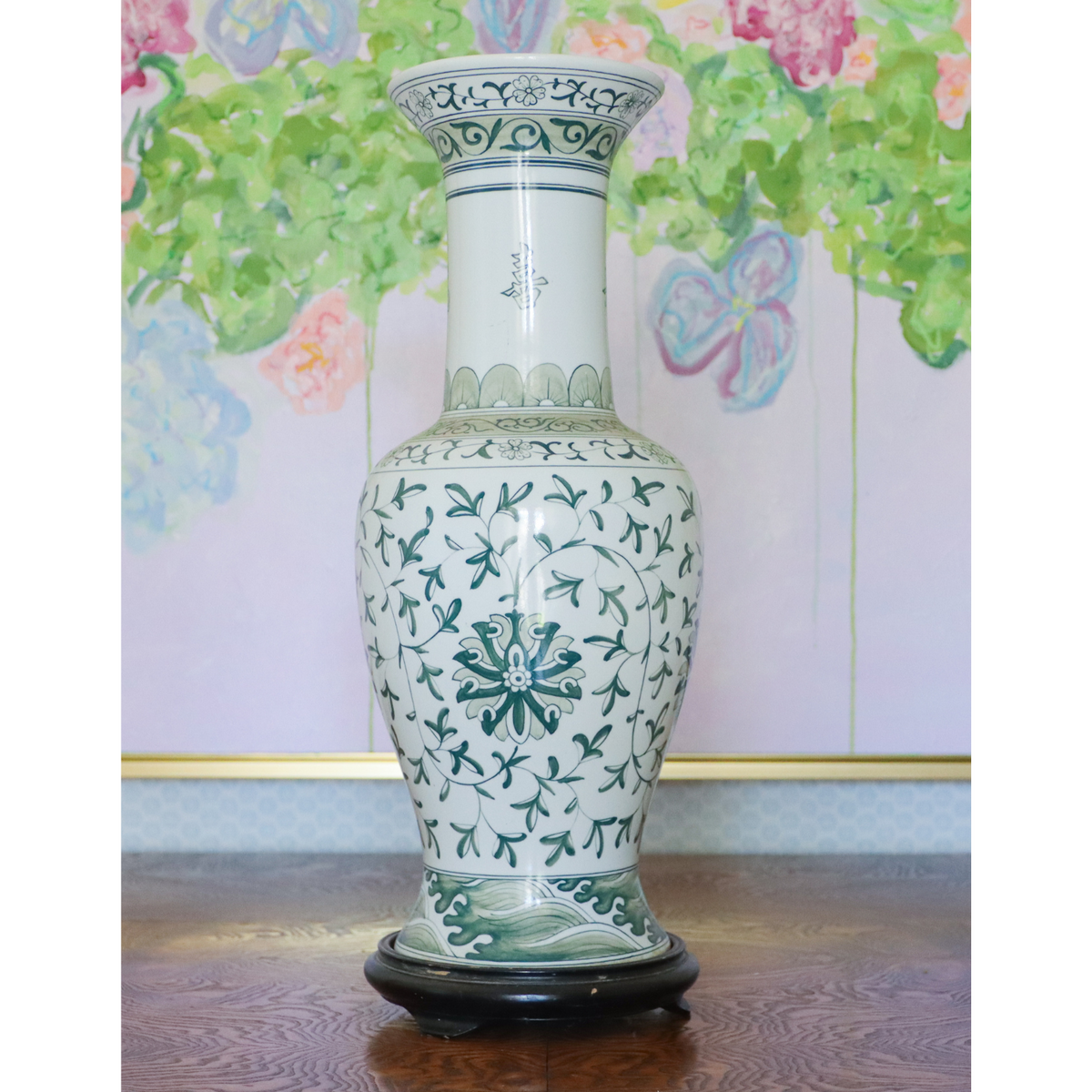 Green & White Lotus Vase