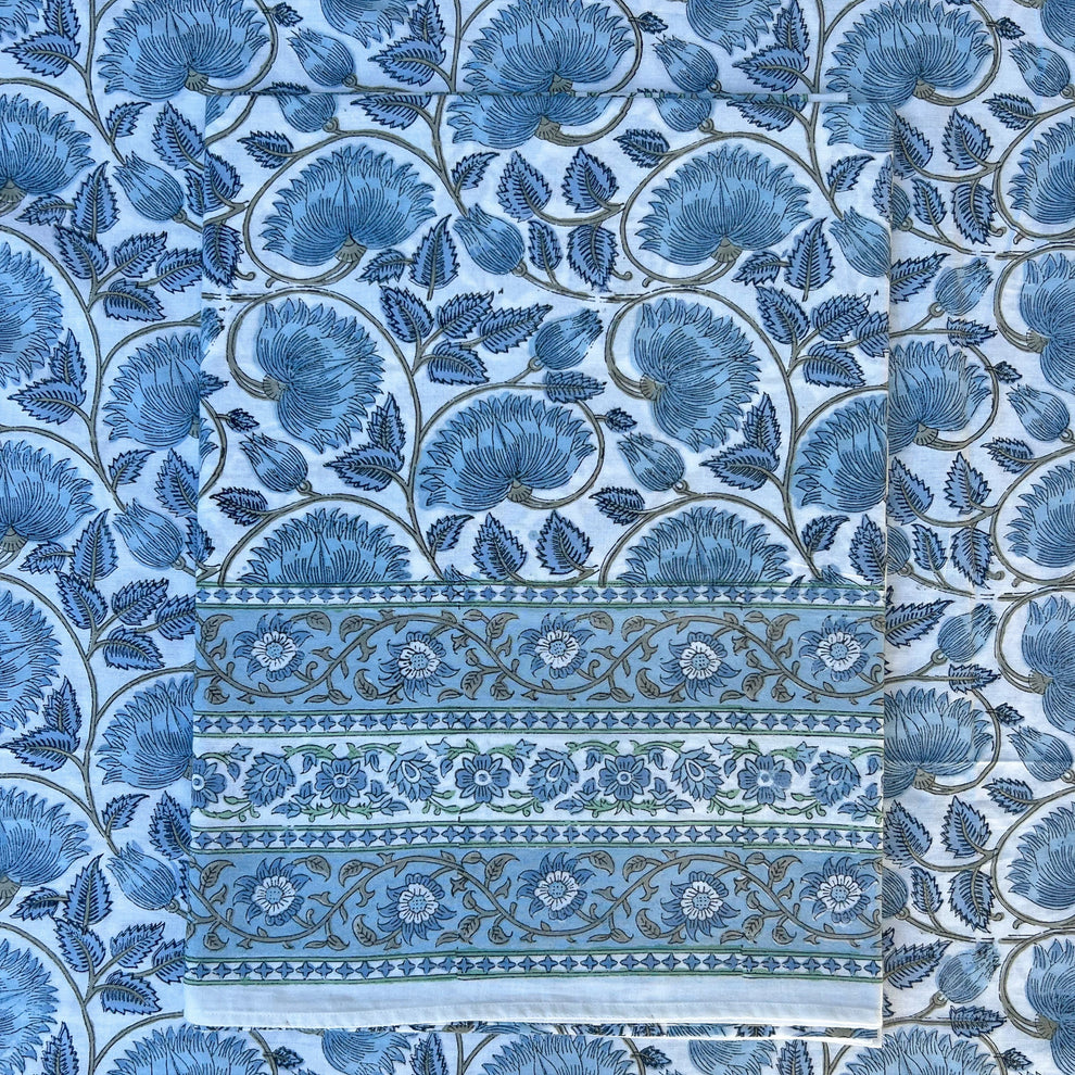 Blue & Natural Game Tablecloth