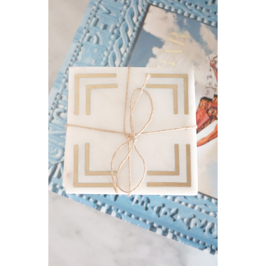 Square Marble Coasters, Set of 4