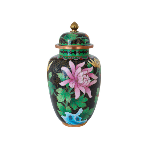 Cloisonne Chrysanthemum Petite Temple Jar
