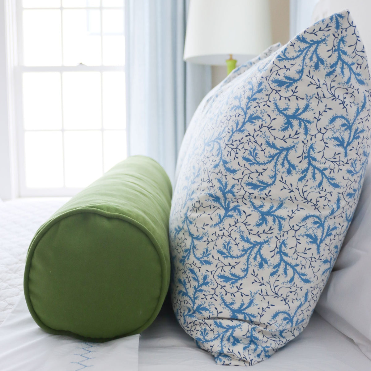 Blue Vine Scroll Pillow