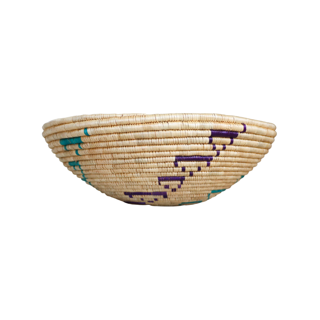 Vintage Woven Basket, Large Purple & Teal